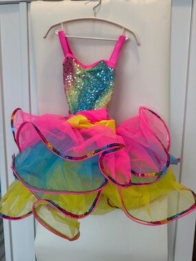 Girls' Rainbow Sequin Tutu Dress - Pink Multi